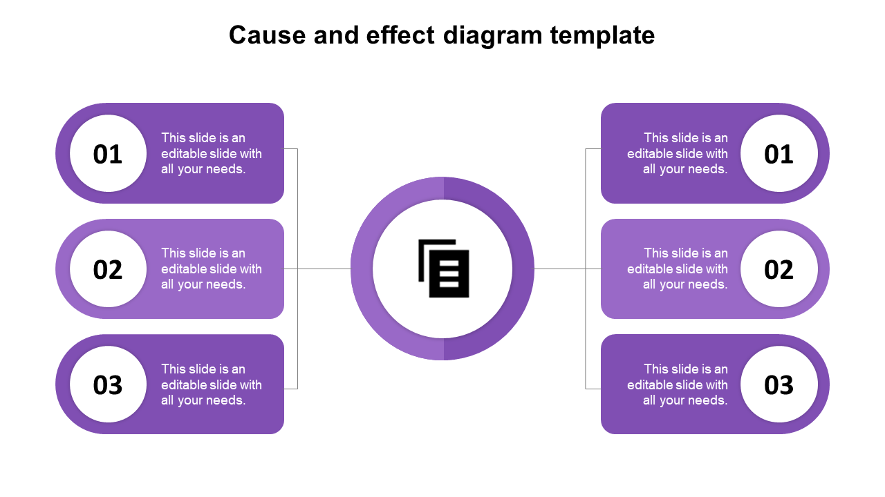 cause and effect diagram template powerpoint-purple